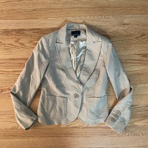 Cynthia Rowley Tan One Button V-Neck Blazer